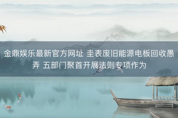 金鼎娱乐最新官方网址 圭表废旧能源电板回收愚弄 五部门聚首开展法则专项作为